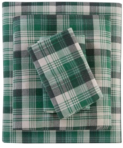 Woolrich Set di lenzuola in 100% flanella di cotone, calde e morbide, con tasca elastica da 35,6 cm, stile di vita per cabina, per la stagione fredda, set di biancheria da letto confortevole, federa
