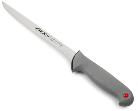Arcos Serie Colour Prof - Cuchillo Fileteador Flexible - Hoja de Acero Inoxidable NITRUM de 200 mm - Mango de Polipropileno recubierto de Elastómero Color gris