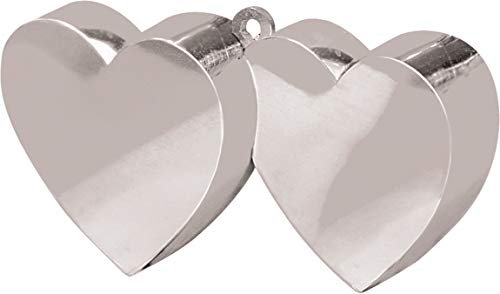Amscan 170 g / 6 oz Doppio Cuore Palloncino Peso, Argento
