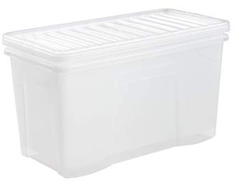 Wham Crystal 3 x 110L Stackable Plastic Storage Boxes with Lids | Ideal for Home, Office, Toys & More | Extra Large Boxes | Made in UK - Clear