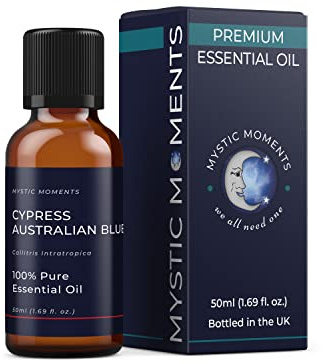 Mystic Moments | Cypress Australian Blue Essential Oil 50ml | Callitris Intratropica | Fresh, Woody & Clean Aroma for Diffusers, Perfumery & Craft Blends