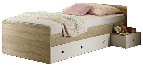 Carryfurn Jugendbett Wiki 90x200 cm Eiche Sonoma Weiß Juniorbett