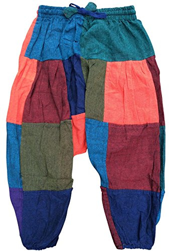 SHOPOHOLIC FASHION Enfants Hippie Harem en Vrac Boho Pantalon Hippie Vif Enfants Rétro Confortable Pantalon - Uni Patch, XX-Large