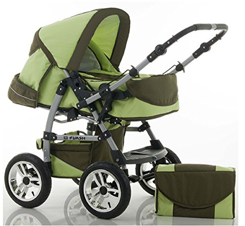 dein_babyladen Kombi-Kinderwagen Flash 2 in 1 inkl. Sportsitz und umfangreichem Zubehör in Pistazie-Olive