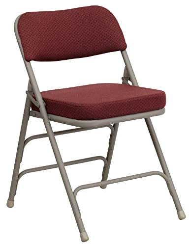 Flash Furniture Hercules Series Metal Folding Chairs with Cushioned Seat, Fabric Upholstered Event Chairs with 300-lb. Static Weight Capacity, Set of 2, Burgundy