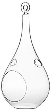WGV Glass Hanging Plant Terrarium, Width 4, Height 9.25, Teardrop DIY Air Succulent Planter Clear Tea Light Votive Candle Holder, Wedding Event Office Home Outdoor Decor, 1 Piece