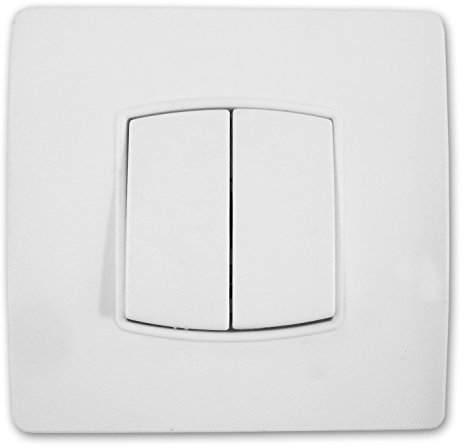 Zenitech - Double Va-et-Vient Borne-Auto - Blanc - Fixation Vis/Griffes Incluses - Compatible Boîtes Encastrement Standards - Câblage Rapide - Sans Vis Apparente - Pose Avant Peinture