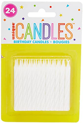 Unique Party 1905WC - Striped White Birthday Candles, Pack of 24,6 centimeters
