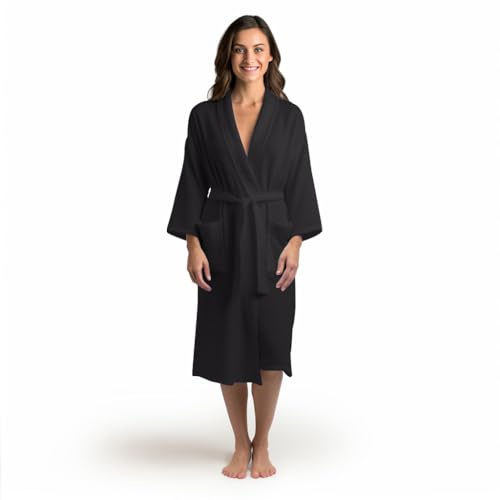 Star and Stripes Black waffle weave bathrobe L/XL