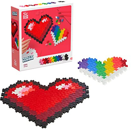 Plus-Plus 9603911 Geniales Konstruktionsspielzeug, Puzzle Herz, Kreativ-Bausteine, 250 Teile, Mehrfarbig, Mini, 300.3911