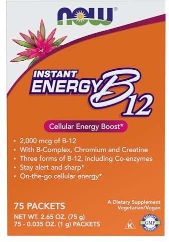 NOW Supplements, Instant Energy B-12 (2,000 mcg of B-12 per packet), Cellular Energy Boost*, 75 Packets