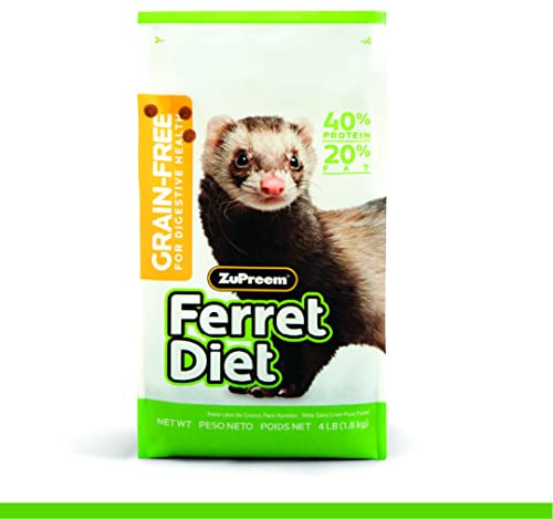 ZuPreem Ferret Food, Grain Free, Protein & Energy Rich Diet for Carnivores, Healthy Food for Ferret Digestive Health, Vitamin & Mineral Rich Formula with High Protein, ZuPreem Pet, 4 lb Bag