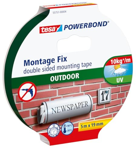 tesa Powerbond® Outdoor dubbelhäftande monteringstejp 5m x 19mm