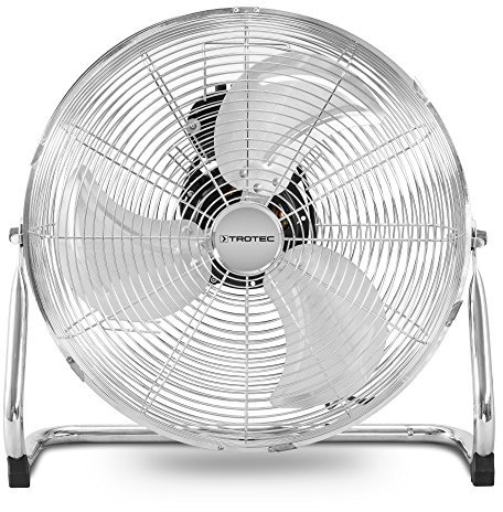 TROTEC Bodenventilator TVM 18 – 100 Watt, Neigungswinkel 110°, 3 Stufen, Ø 45 cm, kippfester Stand, leise, Silber