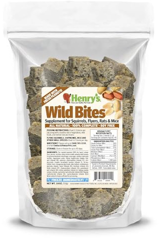 Henry's Wild Bites – Nutritionally Complete Food for Squirrels, Flying Squirrels, and Chipmunks, 18 Ounces