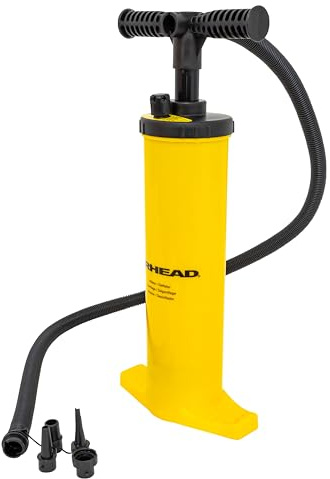 AIRHEAD Double Action Hand Pump β Manual Air Pump for Inflatables, Towables & Floats β Inflates on Up & Down Stroke β Up to 14 PSI β 5ft Locking Hose + 4 Valve Fittings