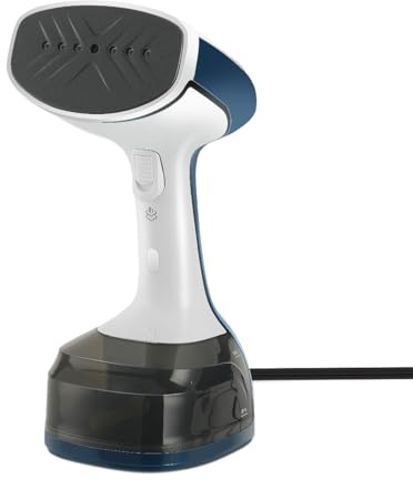 Sunbeam 1200W Steam Burst Handheld Steamer for Clothes, Dual Steam Settings, 30-Second Fast Head-Up, Bristle Brush Attachment, White and Blue Finish