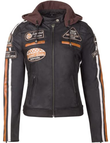 Urban Leather dam Ur-170 dam motorcykeljacka med skydd, brun, L