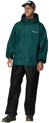 FROGG TOGGS Men's Classic All-Sport Waterproof Breathable Rain Suit , Dark Green Jacket/Black Pants, Medium