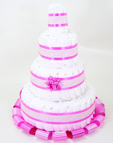 Torta di Pannolini 4 Piani Rosa