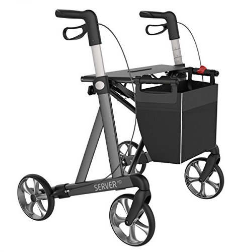 Rehasense Server Aluminium Leichtgewichtrollator weinrot L - 62 cm TPE-Bereifung