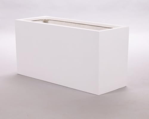 Elegant Einrichten Pflanzkasten Pflanztrog Blumentrog Blumenkasten Fiberglas 60x25x30cm Perlmutt weiß