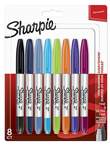 Sharpie Twin Tip Permanent Marker Ultra Fine & Fine Tip - Black (Pack of 8)