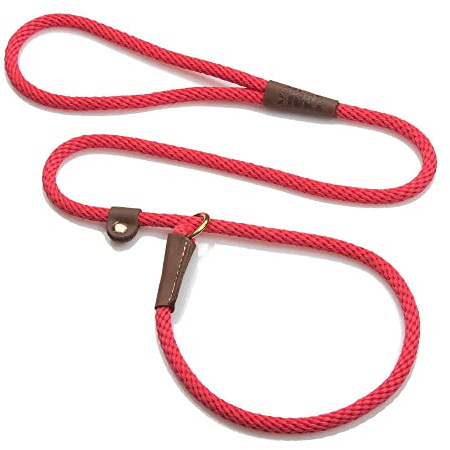 Mendota Pet Slip Leash - Dog Lead and Collar Combo - Made in The USA - Red, 3/8 in x 6 ft - for Small/Medium Breeds