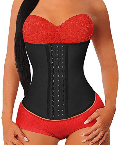 YIANNA Korsett Damen Bauchweg Stark Formend Latex Waist Trainer Corset Body Shaper Corsage Shapewear Taillenformer Korsage Corsette Schwarz U37G M