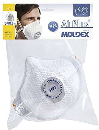 Moldex 3405 12 Air Plus Masque de protection FFP3 R D avec soupape Ventex 1 pièce