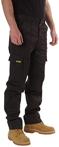 SITE KING Mens Cargo Work Trousers Black or Navy Sizes 28 to 52 (32 Waist / 31)