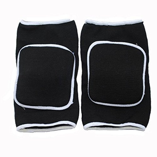 Coppia di ginocchiere spesse in spugna, unisex, traspiranti, per sport, danza, pallavolo, ginocchiere, protezioni per ginocchio (nero)