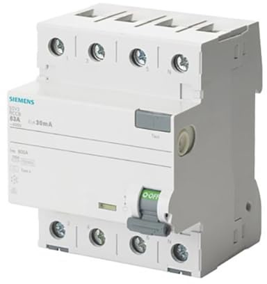 Siemens 5sv – interrupteur différentiel classe-a 4 pôles 25 A 30mA 70 mm