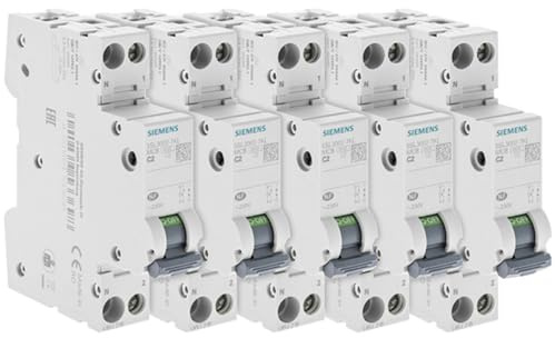 Lot de 5 Disjoncteurs électriques phase + neutre 2A