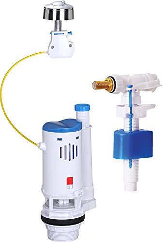 Edouard Rousseau - Ensemble Mécanisme de Chasse d’Eau à Bouton Poussoir + Robinet Flotteur pour Réservoir WC Apparent - Chasse d’Eau Double Débit (3L/6L) - Clapet Anti-Refoulement - Norme NF