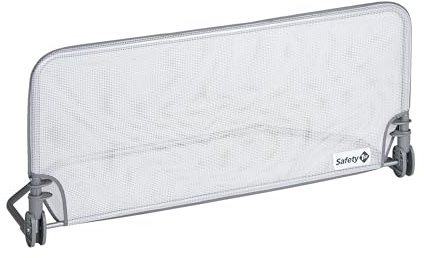 Safety 1st Standard Bed Rail 92 cm, Bettgitter Rausfallschutz, 18 Monate–5 Jahre, Bettschutzgitter, Netzgewebe, automatische Sperre, einfach zu reinigen, Grau & Weiß