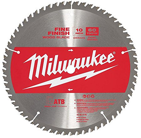 Milwaukee 10 pulgadas. Hoja de sierra de 60 dientes de acabado fino