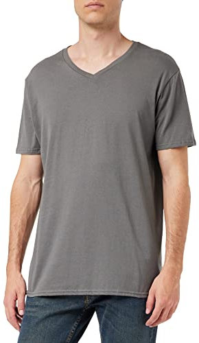 GILDAN Men's Soft Style V-neck T Shirt, Grey (Charcoal), L UK
