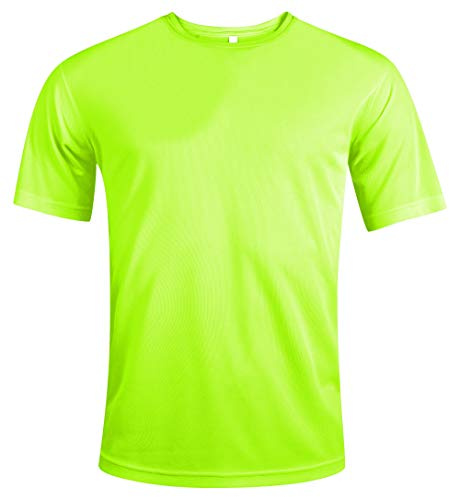 MKR Quick Drying Breathable Cooling Short Sleeve Sports T-Shirt with UPF40+ Sun UV Protection (Fluo Yellow, M)