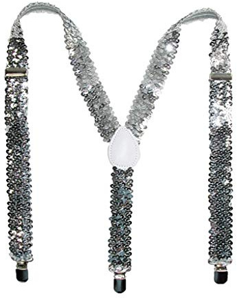 Mens Womens Unisex Suspenders (silver sequins)