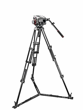 Manfrotto 509HD + 545GBK, Pro Ground-Twin Kit, Professional Tripod with Ground Spreader, for High Definition Equipment, Videography, Professional Cameras, 100mm
