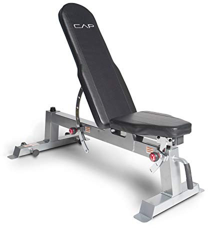 CAP Barbell Deluxe Utility Weight Bench, Silver, Round Backpad