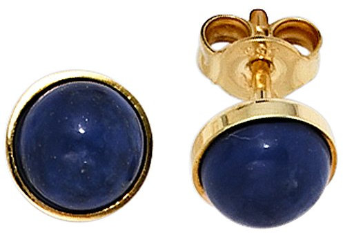 Jobo Damen Ohrstecker rund 333 Gold Gelbgold 2 Lapislazuli blau Ohrringe Goldohrstecker