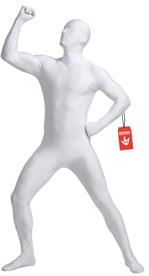 Morphsuit Helkroppsdräkt - Vit, XL | Original Bodysuit för vuxna och barn | Super Stretch Kostym perfekt för gör-det-själv festkläder | Halloween, cosplay, maskeraddräkt | För män och kvinnor