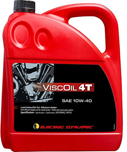 Racing Dynamic Huile De Moteur De Moto 4 Temps Huile Moteur Viscoil 4T SAE 10W-40 minéral 4000 ML huile légère à base minérale, protection contre l'usure contre la corrosion et la formation de résidus