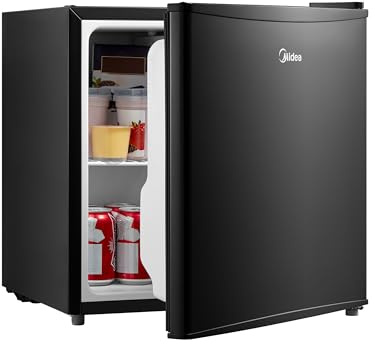 Midea WHS-65LB1 Mini Fridge, 1.6 Cu.ft Energy Star Certified Mini Refrigerator, Adjustable Thermostat, Reversible Door, Low Noise for Dorm, Office, Bedroom, Black