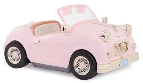 Our Generation Pink In the Drivers Seat Retro Cruiser – Toy Car Accessory for 18-inch Girl Dolls – Convertible Car Toy