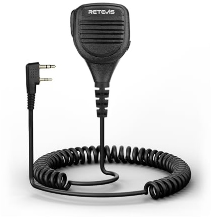 Retevis RS112 Tvåvägs Radiohögtalarmikrofon IP54 Vattentät Kompatibel med Retevis RT24 RT21 RT27 RT22 RT1 RT81 BF-88E BF-888S Kenwood TK-3401D Walkie Talkies (1 ST.)