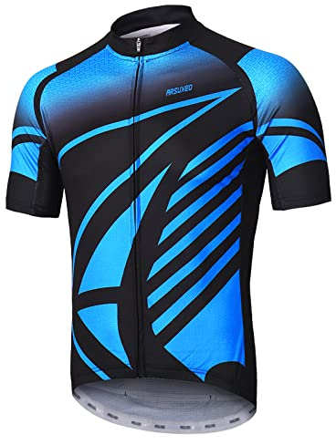 ARSUXEO Hombres Ciclismo Camisetas Brillante MTB Jersey Transpirable Manga Corta Bicicleta Camisa ZY843 L