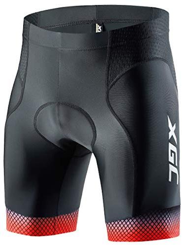 XGC cykelshorts för män/cykelshorts och cykelunderkläder med hög densitet hög elasticitet och mycket andningsbar 4D svamp vadderad, Röd, XXL